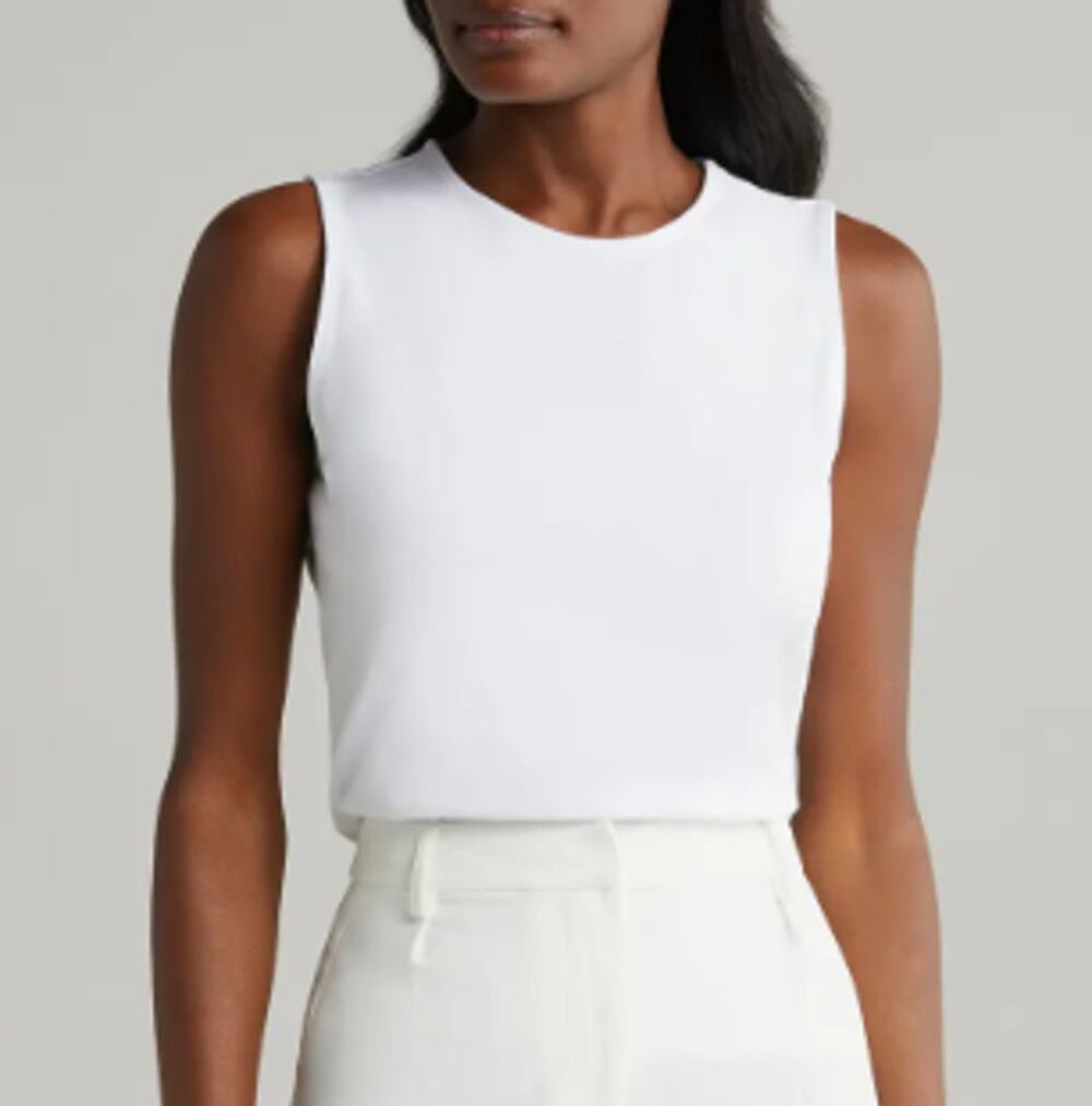 * New ~ HALOGEN ~  Sleeveless Stretch Cotton Knit Shell Top Size S